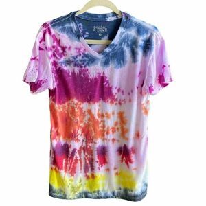 Seeded & Sewn Womens Tie Dye V-Neck T-Shirt Size S‎
